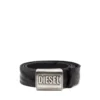 b-metal biscotto Leren riem 4 cm met logoplaatje