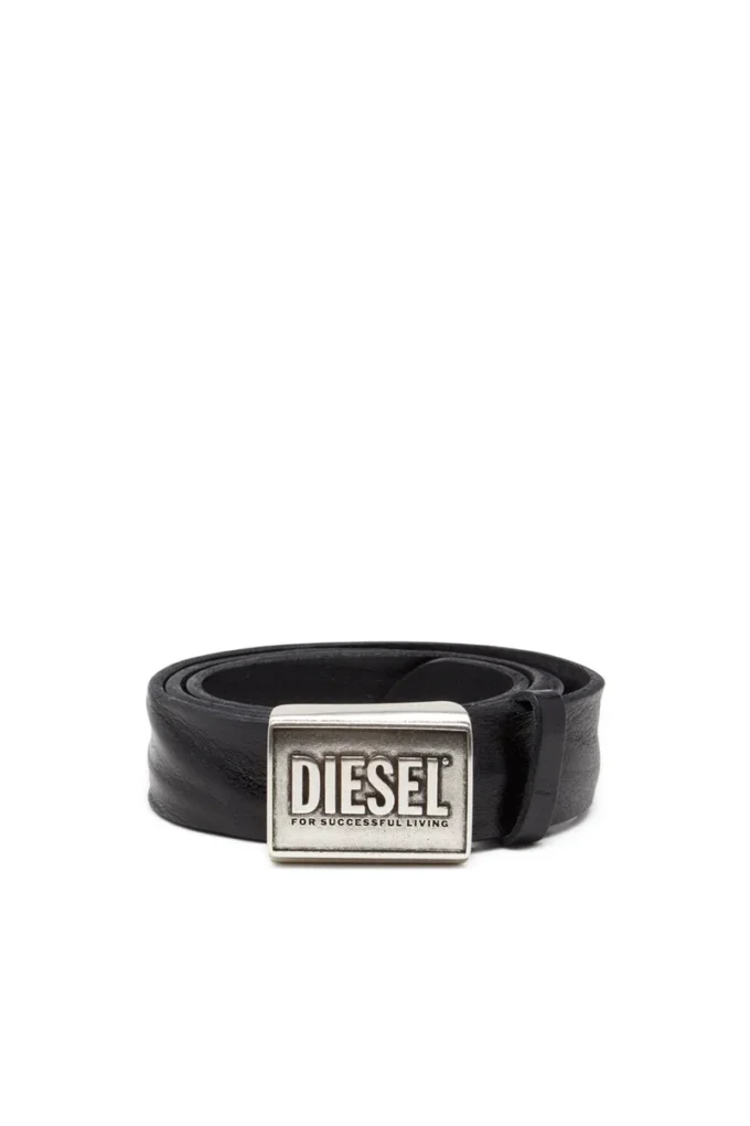 b-metal biscotto Leren riem 4 cm met logoplaatje