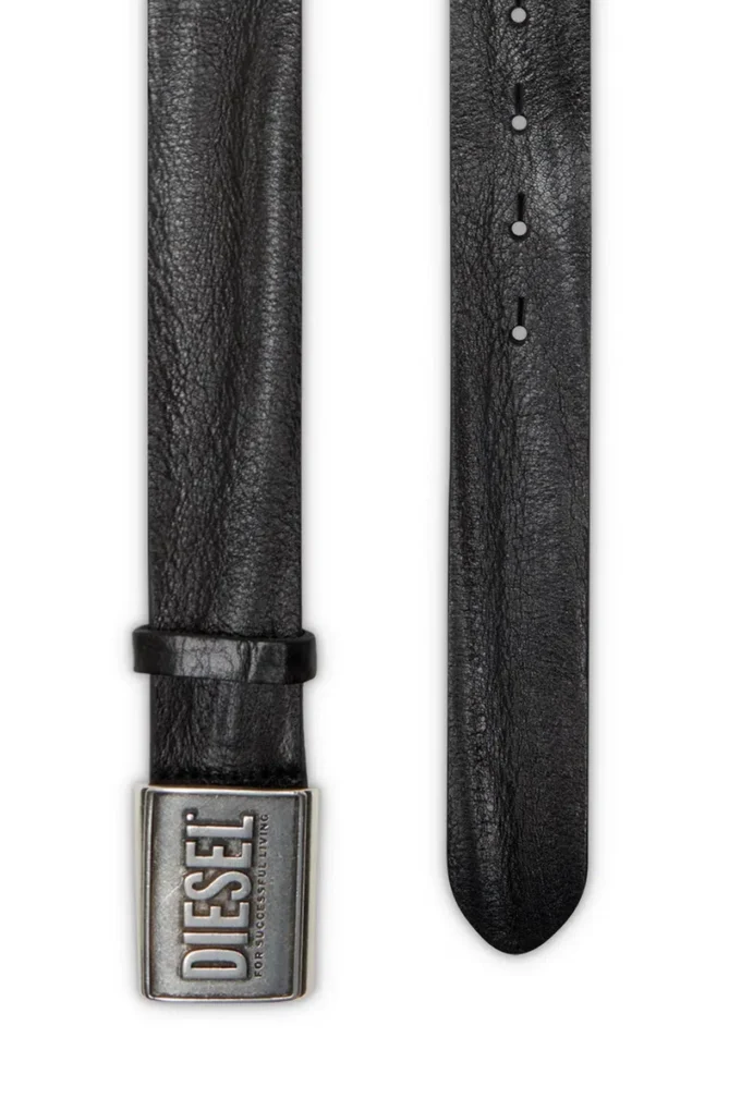 b-metal biscotto Leren riem 4 cm met logoplaatje