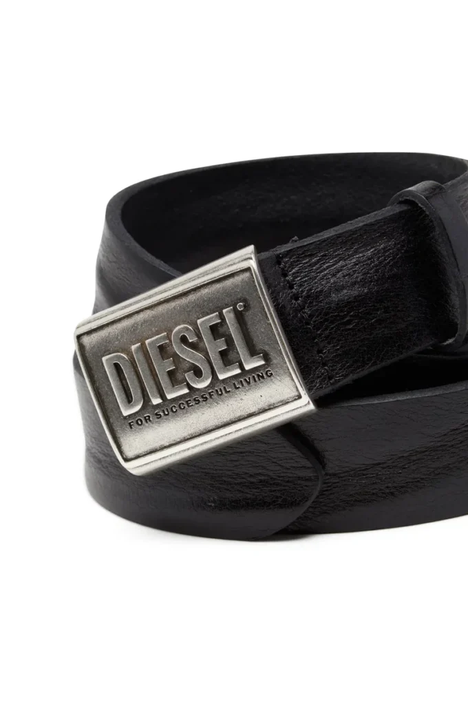 b-metal biscotto Leren riem 4 cm met logoplaatje