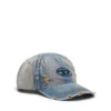c-enic Denim pet met gerafelde details en geborduurd logo