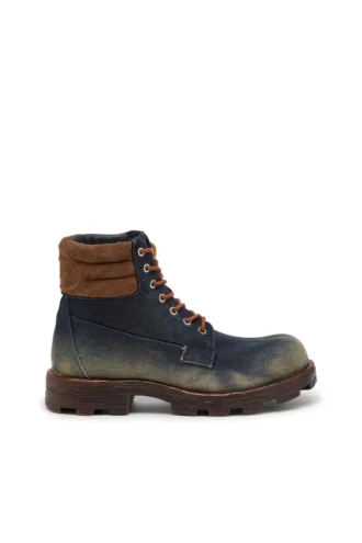 d-hammer lace up D-Hammer-Combat laarzen van denim en suède