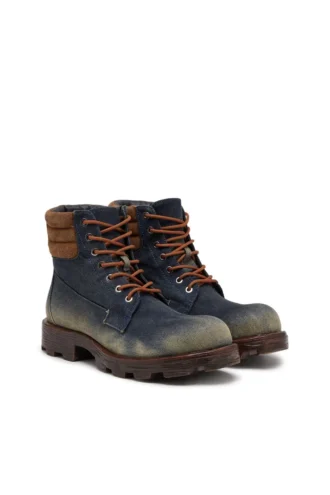d-hammer lace up D-Hammer-Combat laarzen van denim en suède