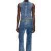 d-nata-fse Mouwloze denim top met biker details