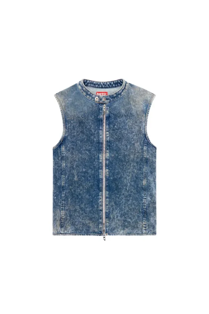 d-nata-fse Mouwloze denim top met biker details