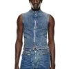 d-nata-fse Mouwloze denim top met biker details
