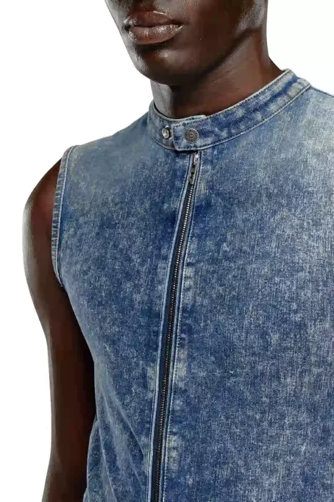 d-nata-fse Mouwloze denim top met biker details