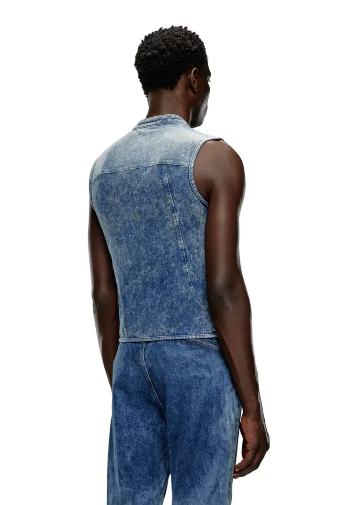 d-nata-fse Mouwloze denim top met biker details
