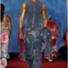 d-nata-fse Mouwloze denim top met biker details
