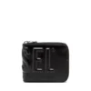 dsl 3d- bi fold coin zip xs Leren portemonnee met ritssluiting en logo in reliëf