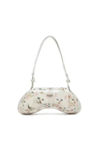 play crossbody Play-schoudertas van bedrukt glanzend PU