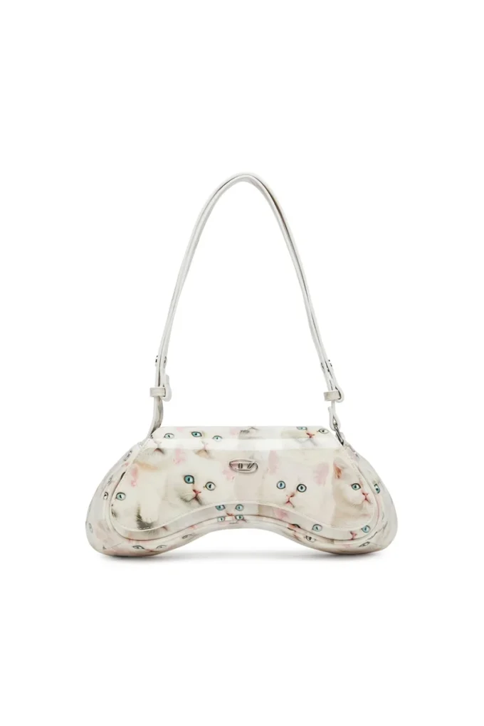 play crossbody Play-schoudertas van bedrukt glanzend PU