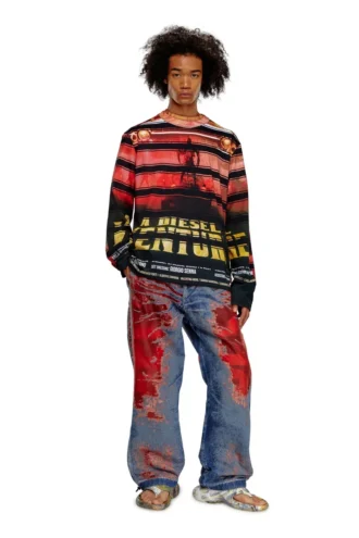 t-craneup-ls T-shirt met gestreepte filmprint