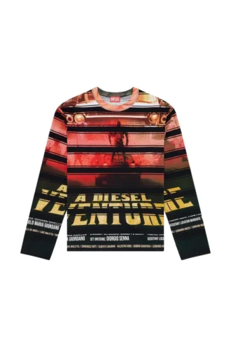 t-craneup-ls T-shirt met gestreepte filmprint