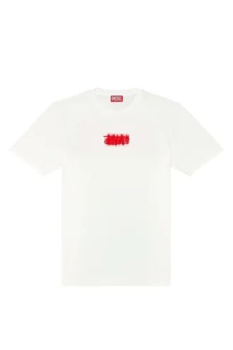 t-just-n4 T-shirt met logo-flockprint van biologisch katoen