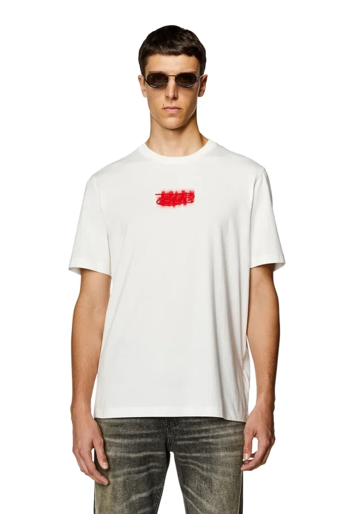 t-just-n4 T-shirt met logo-flockprint van biologisch katoen