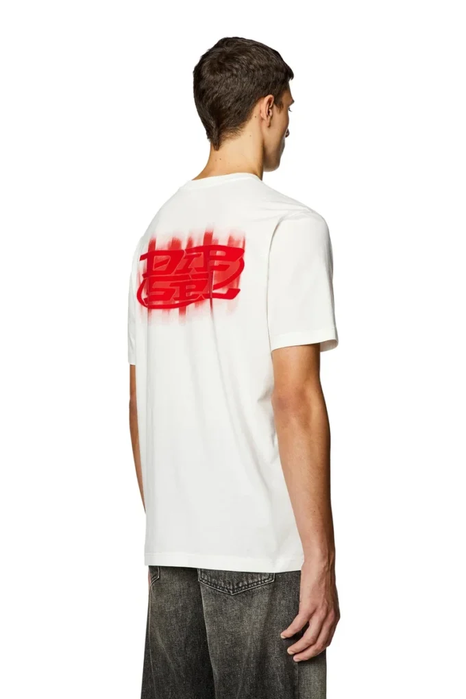 t-just-n4 T-shirt met logo-flockprint van biologisch katoen